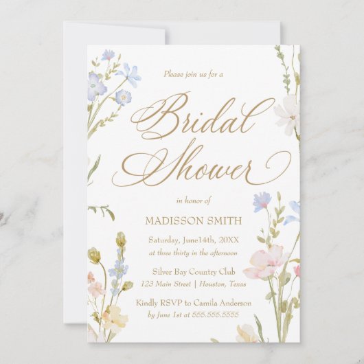 Floral Romantic Bridal Shower Invitation (Devant)