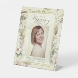 Floral Romantic Memorial Funeral Reclamebord Met Voetstuk