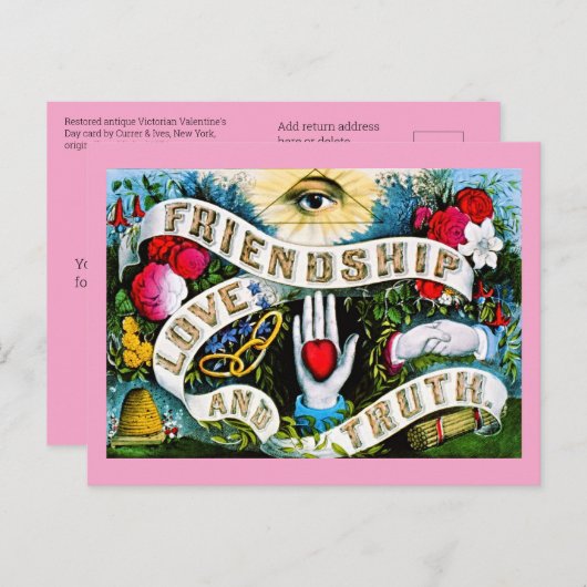 Floral Romantic Valentijn Love Friendship Masonic Briefkaart (Voorkant / Achterkant)