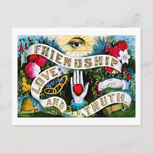 Floral Romantic Valentijn Love Friendship Masonic Briefkaart (Voorkant)