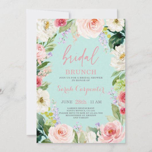 Floral Romantique Bridal Brunch Shoch Invitation (Devant)