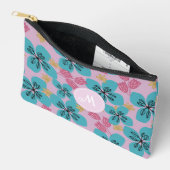 Floral romantisch monogram roze gesneden naaizak etui (Open)
