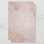 Floral  Roos Aangepaste naam Briefpapier (Voorkant / Achterkant)