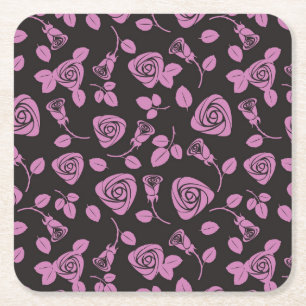 Floral Roos Achtergrond Vierkante Kartonnen Onderzetter