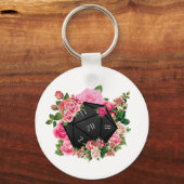 Floral Roos D20 Tabletop RPG Gaming Dice Sleutelhanger (Voorkant)