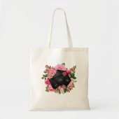 Floral Roos D20 Tabletop RPG Gaming Dice Tote Bag (Voorkant)