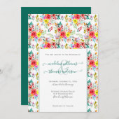 Floral Roos Eucalytpus Script Weddenschap Kaart (Voorkant / Achterkant)