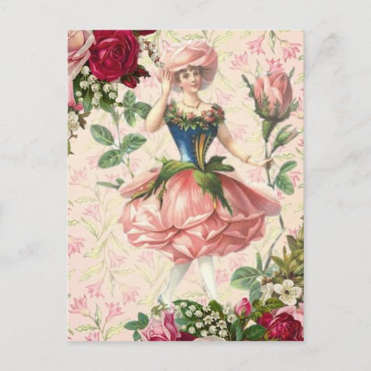  Floral Roos Fairy Fantasy Briefkaart (Voorkant)
