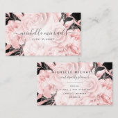 Floral Roos Gold Black Modern Script Visitekaartje (Voorkant / Achterkant)