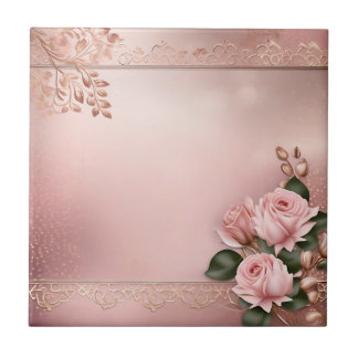 Floral Roos Gold Botanical Tegeltje