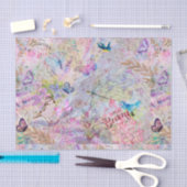 Floral Roos Gold Decoupage Voed Butterfly Script Tissuepapier (Craft)