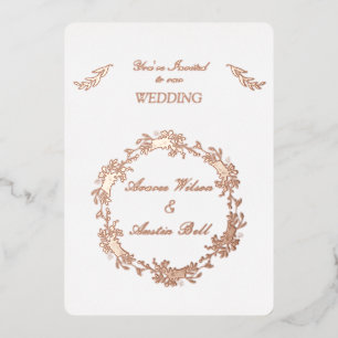 Floral Roos Gold Foil Folie Uitnodiging