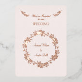 Floral Roos Gold Folie Folie Uitnodiging (Voorkant)