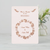 Floral Roos Gold Folie Folie Uitnodiging (Staand Voorkant)