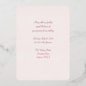 Floral Roos Gold Folie Folie Uitnodiging (Achterkant)