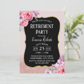 Floral Roos Gold Glitter Retirement Kaart (Staand voorkant)