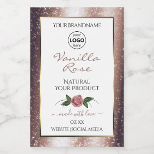 Floral Roos Gold Glitter White Product Labels Logo Voedselcontainer Etiket