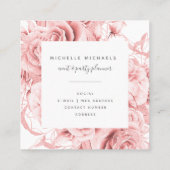 Floral Roos Gold Modern Script Monogram Vierkante Visitekaartje (Achterkant)