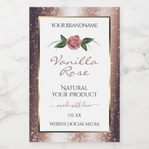 Floral Roos Gold Soft Glitter White Product Labels Voedselcontainer Etiket