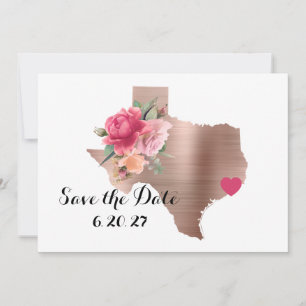 Floral Roos Gold Texas Wedding Save The Date