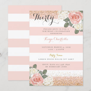 Floral Roos Gold verjaardagsuitnodiging voor vrouw Kaart