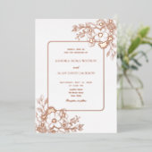 Floral Roos Gold Wedding Folie Uitnodiging (Staand Voorkant)