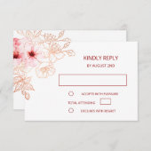 Floral Roos Gold Wedding RSVP (Voorkant / Achterkant)