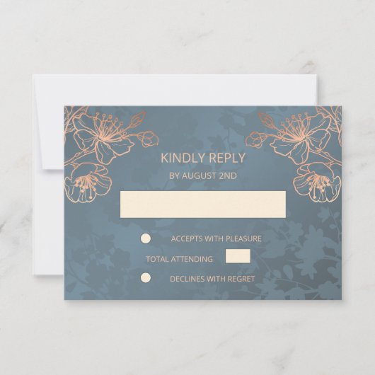 Floral Roos Gold Wedding RSVP (Voorkant)