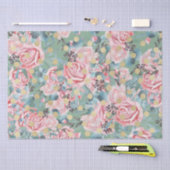 Floral roos goudpolka stip  bloempatroon tissuepapier (Craft)