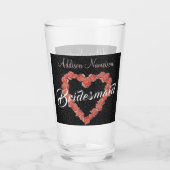 Floral Roos Heart monogram Weddenschap Glas (Achterkant)