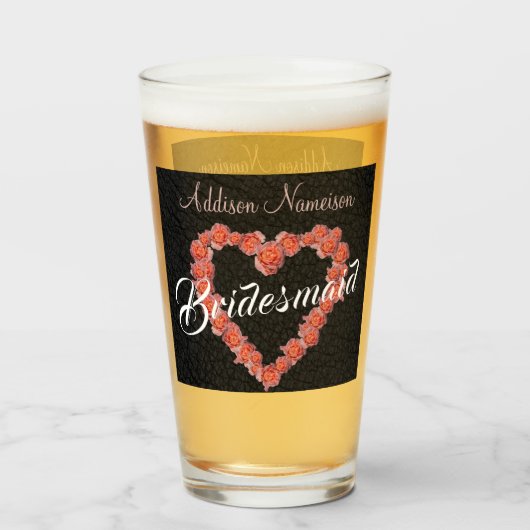 Floral Roos Heart monogram Weddenschap Glas (Achterkant gevuld)