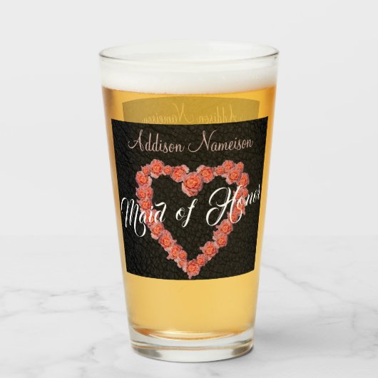 Floral Roos Heart monogram Weddenschap Glas (Achterkant gevuld)