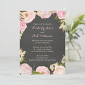 Floral Roos Krans Krijtbord Huwelijksuitnodiging Kaart (Staand voorkant)