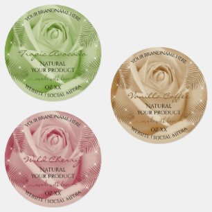 Floral Roos Light Red Brown Green Product Labels