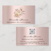 Floral Roos Logo QRCODE voor de bruiloft Visitekaartje (Voorkant / Achterkant)