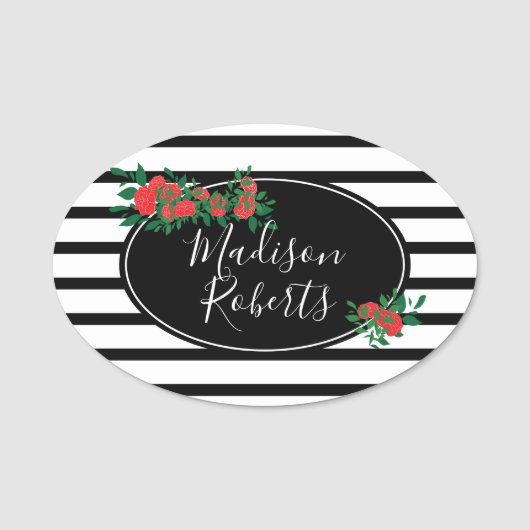 Floral Roos op maat Naamplaatje (Voorkant)