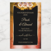 Floral Roos Oranje rood marmer zwart etiket (Enkel label)