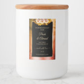 Floral Roos Oranje rood marmer zwart etiket (Voorkant)