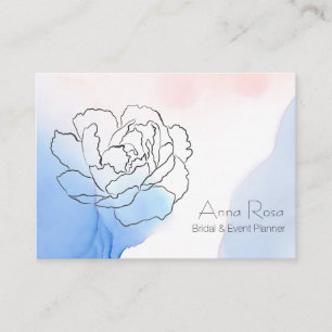 *~* Floral Roos Pastel Blauw & Roze Waterverf Visitekaartje