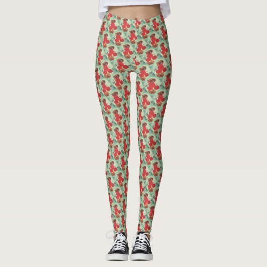 Floral roos patroonontwerp leggings (Voorkant)