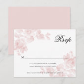 Floral Roos Roze bruiloft RSVP Kaartje (Voorkant / Achterkant)