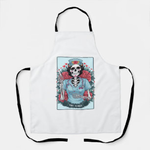 Floral Roos Skeleton Nurse Tarot Kaart Halloween E Schort