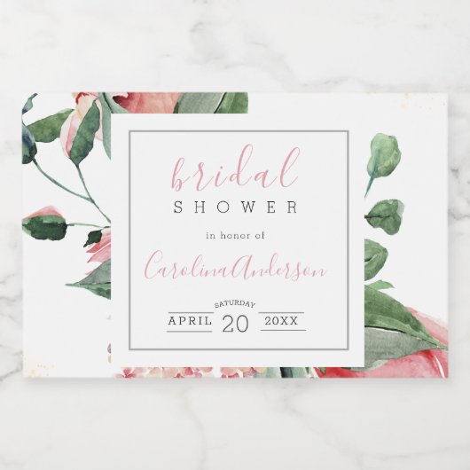 Floral Roos Vrijgezellenfeest Mini mousserende wij Sparkling Wijnetiket (Enkel label)