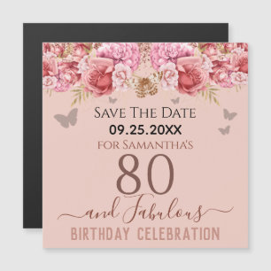 Floral rose 80e anniversaire Save the Date Magnet