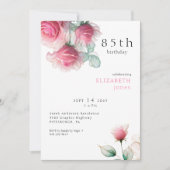 Floral rose 85E Invitation de fête d'anniversaire (Devant)