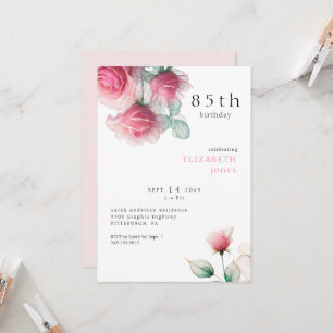 Floral rose 85E Invitation de fête d'anniversaire