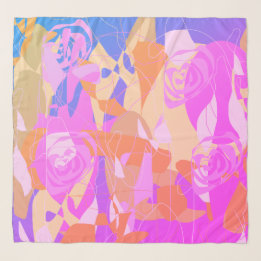 Floral rose and pink scarf sjaal