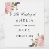 Floral rose Aquarelle Peonies Mariage Étiquette de (Étiquettes simples)