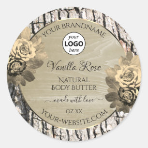 Floral Rose Arbre Grain produit Étiquette Logo
