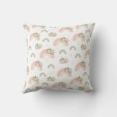 Floral rose arc-en-ciel Nom personnalisé Coussin (Verso)